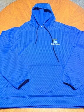 Clam Outdoors Hoodie Men’s XL Blue Quilted Waffle Performance Fishing Pullover